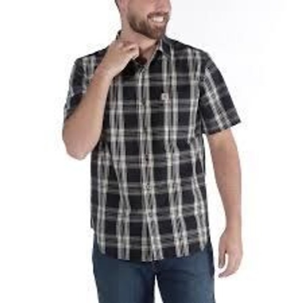 Carhartt Short Sleeve Black Plaid Button Up - Size Medium